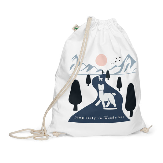 Simplicity in Wanderlust Organic Cotton Drawstring Bag