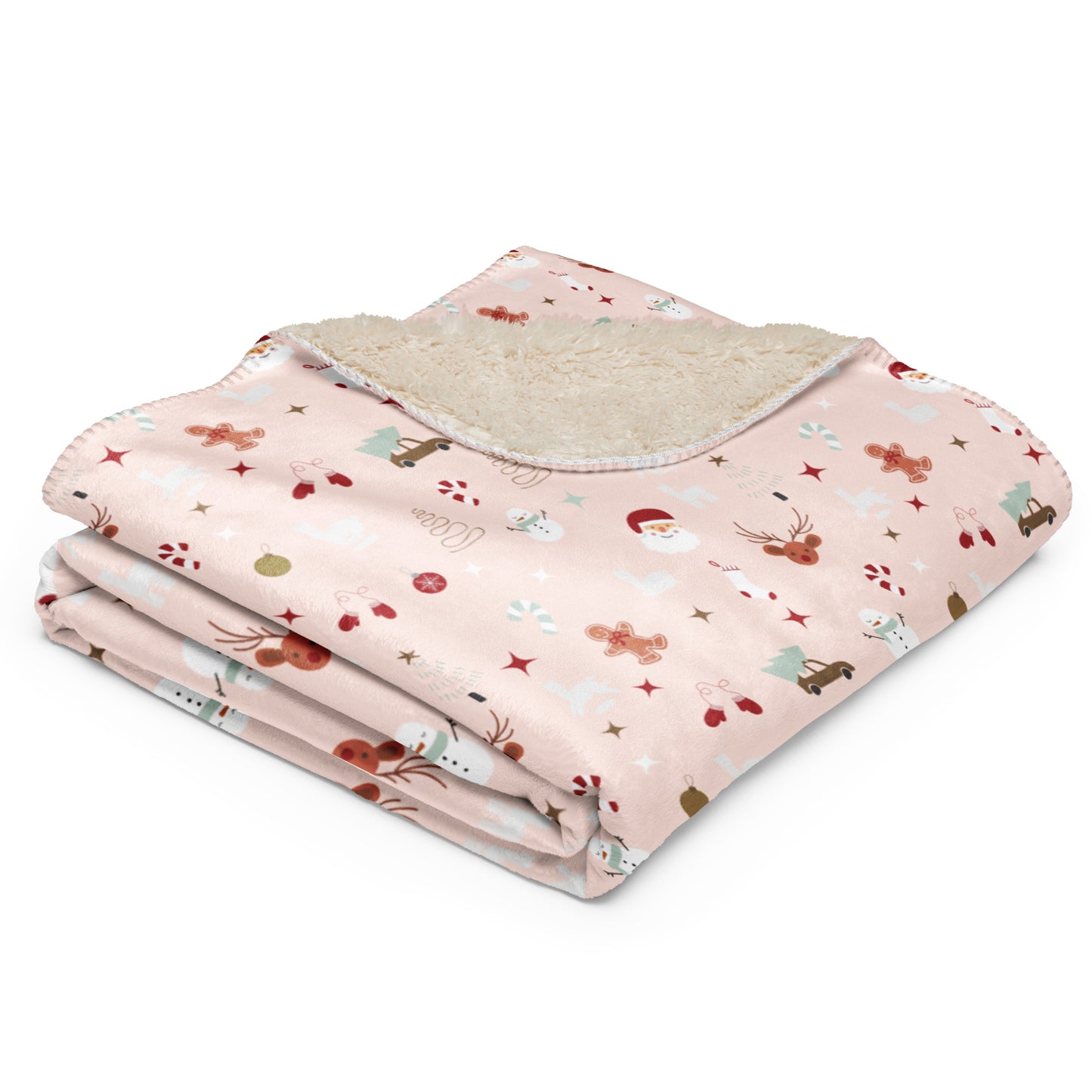 Blissful Holiday Pink Sherpa Blanket
