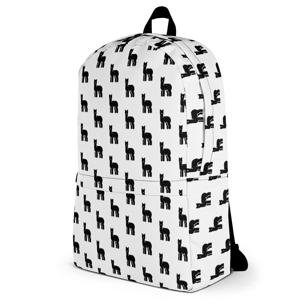 Alpaca Print Black and White Backpack | The Therapeutic Alpaca