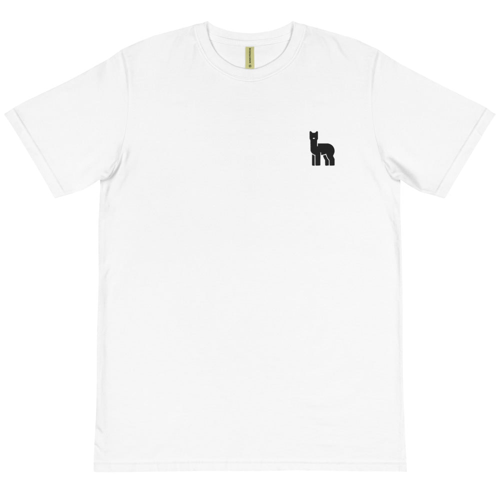 One Alpaca Embroidery White Organic T-Shirt | The Therapeutic Alpaca