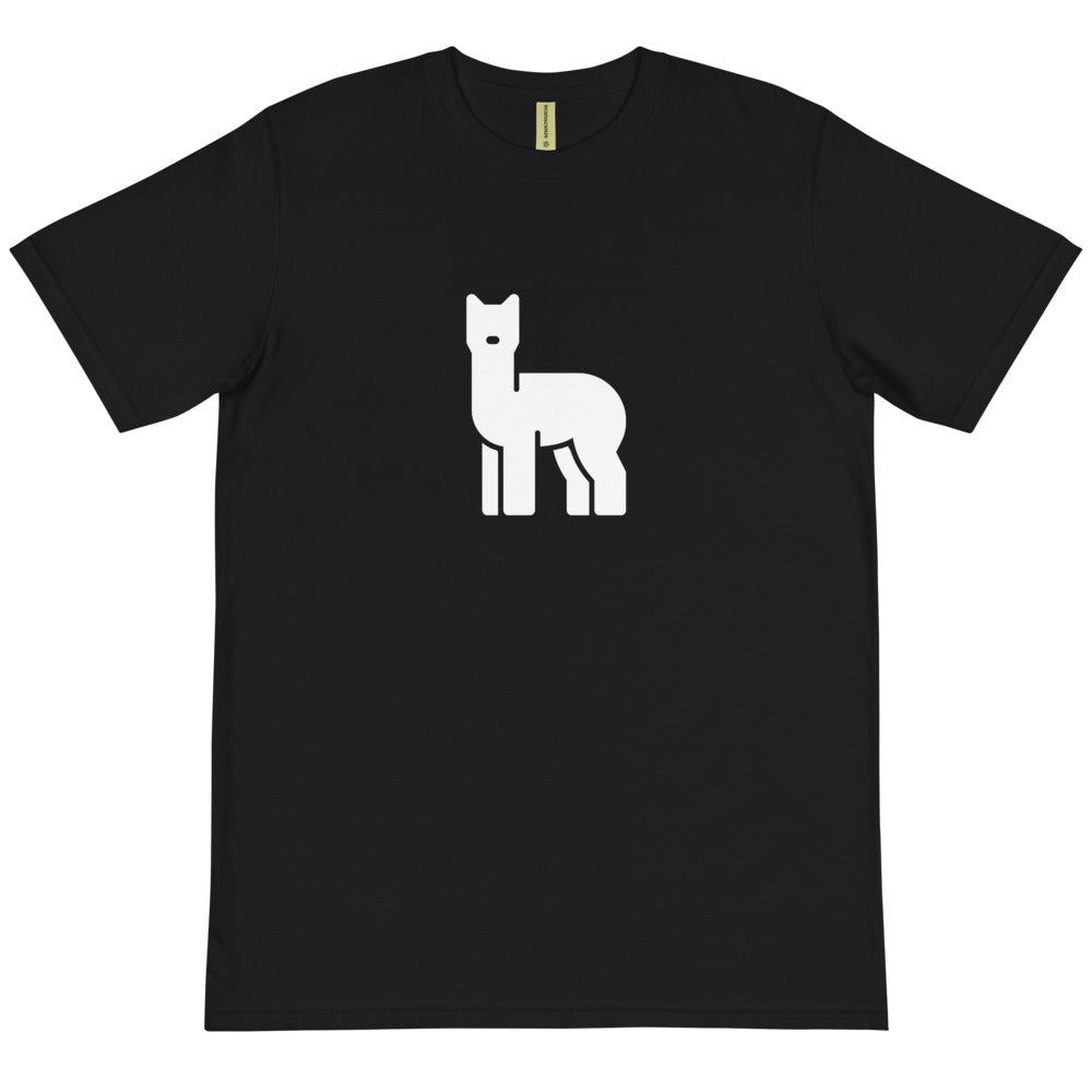 One Alpaca Black Organic Unisex T-Shirt| The Therapeutic Alpaca