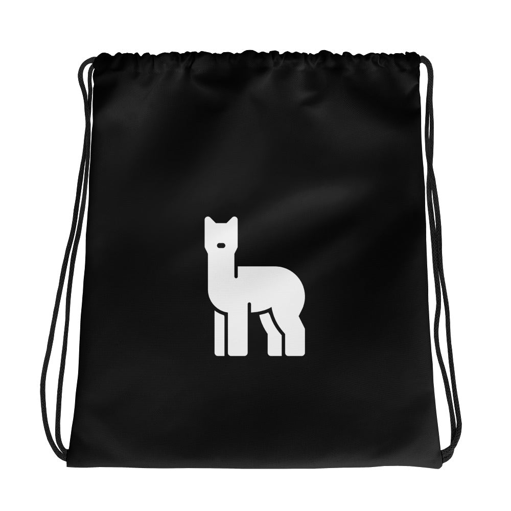 Alpaca Minimal Black Drawstring bag | The Therapeutic Alpaca
