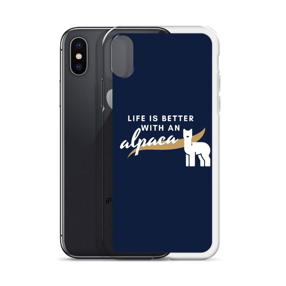 Life is better with an alpaca Navy iPhone Case | The Therapeutic Alpaca