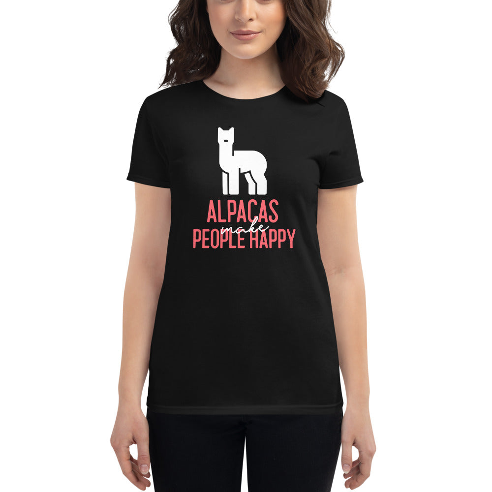 Alpacas Make People Happy Women Short Sleeve T-shirt