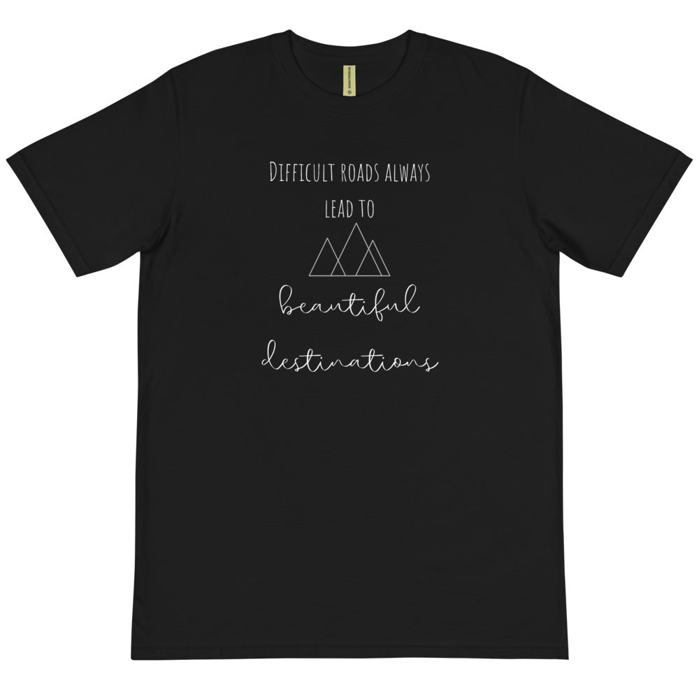 Beautiful Destination Black Organic T-Shirt | The Therapeutic Alpaca