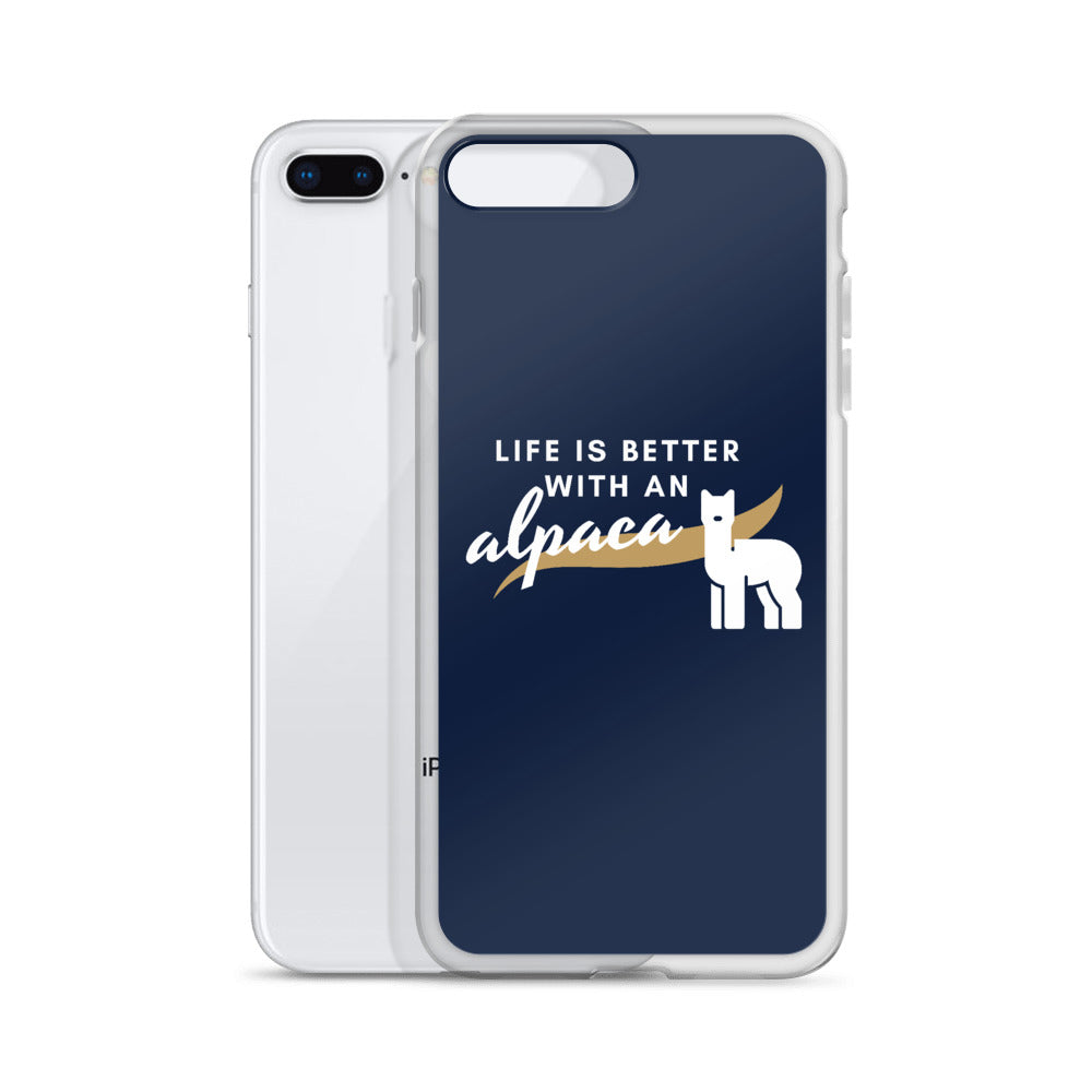 Life is better with an alpaca Navy iPhone Case | The Therapeutic Alpaca