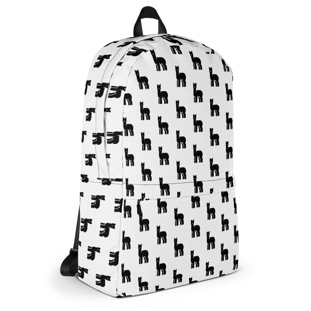 Alpaca Print Black and White Backpack | The Therapeutic Alpaca