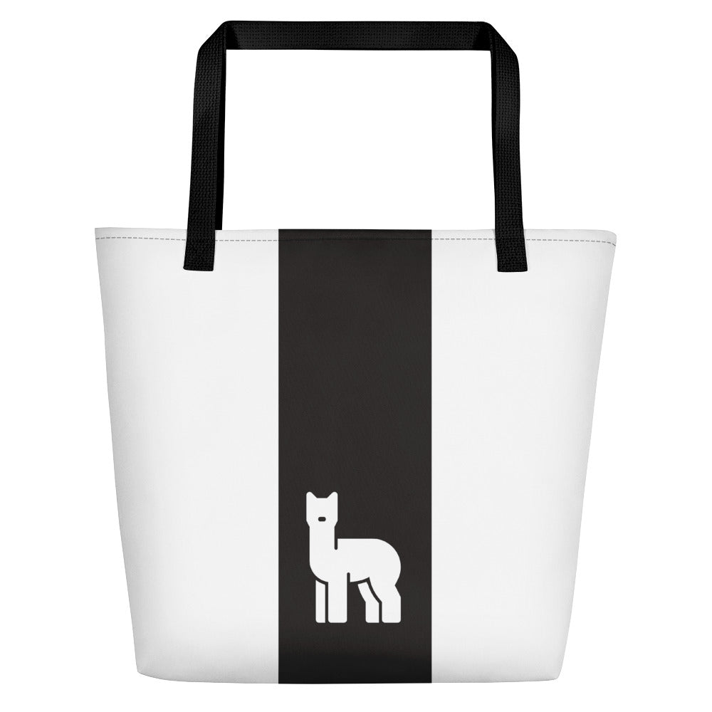 Alpaca White Background Beach Bag | The Therapeutic Alpaca