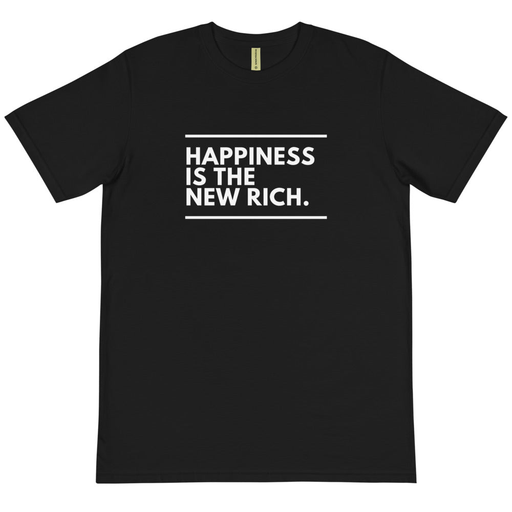 Be Happy Black Organic T-Shirt | The Therapeutic Alpaca