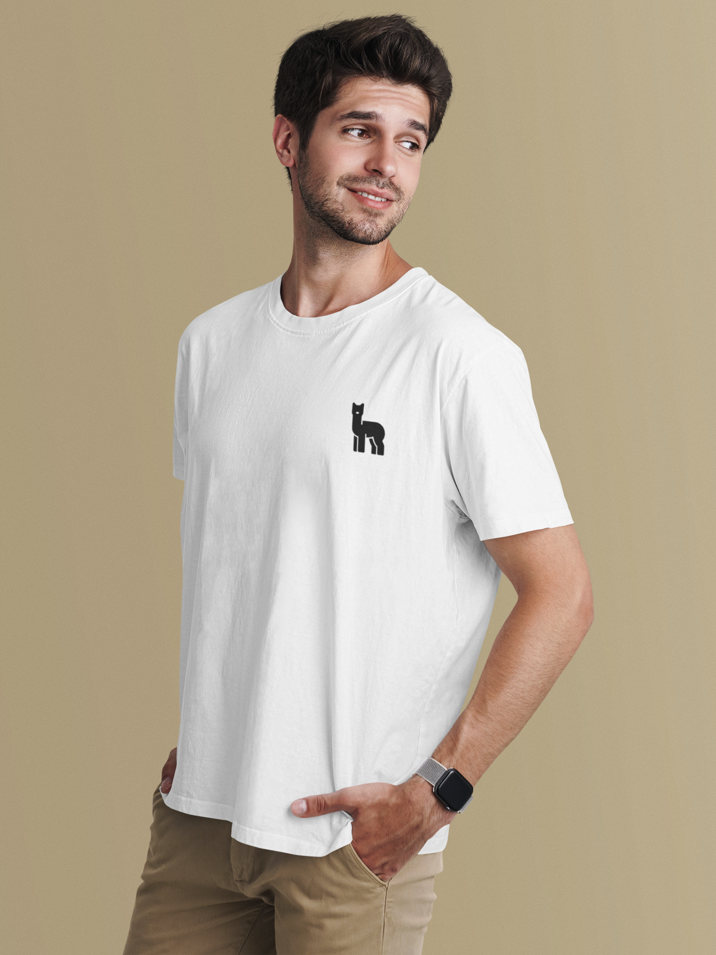 One Alpaca Embroidery White Organic Unisex T-Shirt